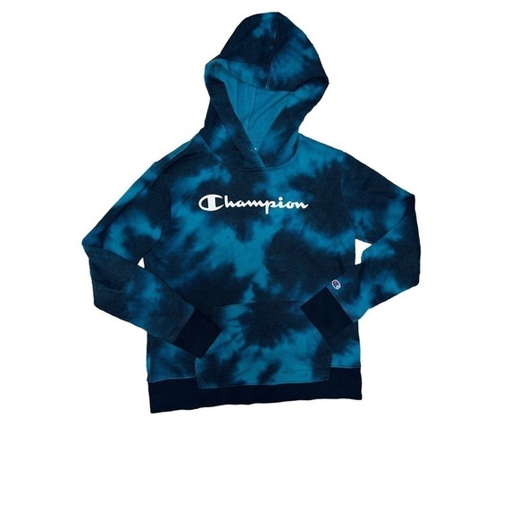 Champion Gray And Blue/Black Tie Dye Pullover Hoodies Bundle Size L 10/12 - Picture 4 of 6